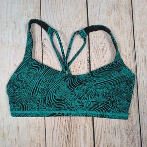 Lululemon Strappy Back Sports Bra Teal Floral Print Athletic Top‎ XS rare print